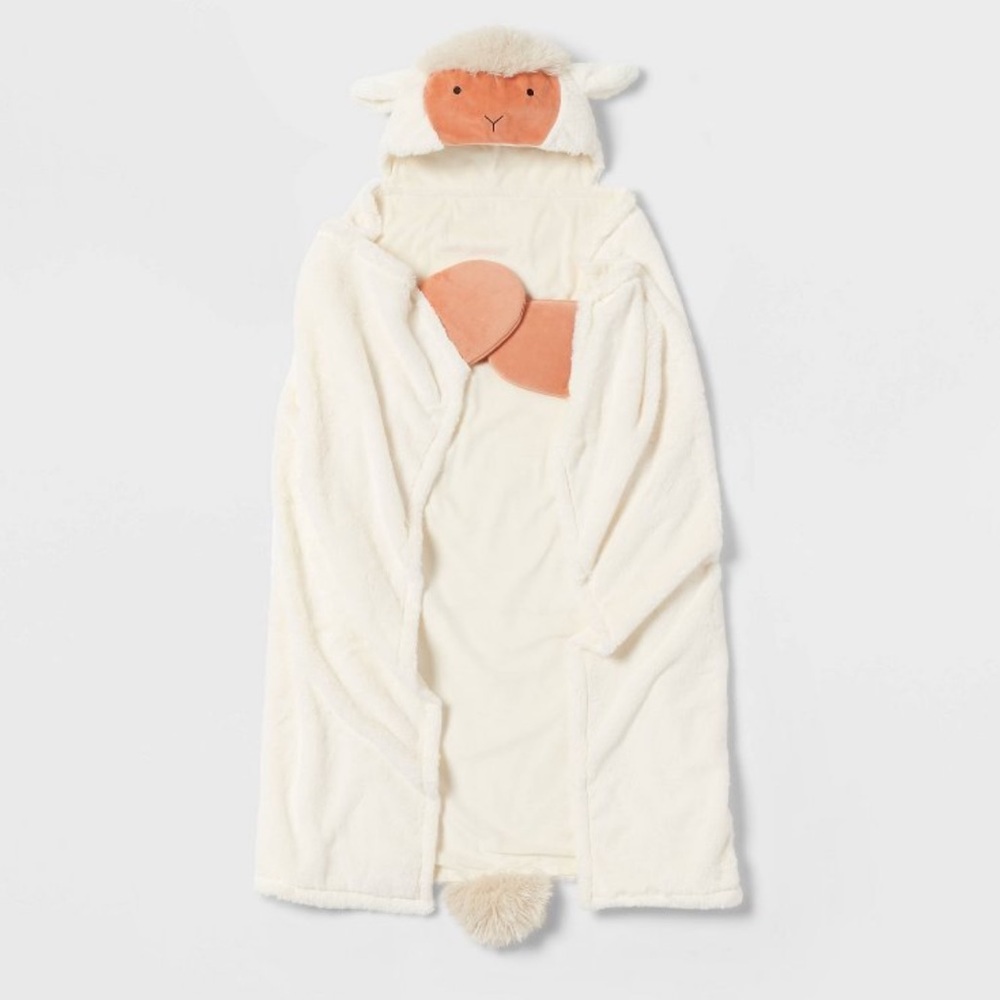 NEW Pillowfort White Sheep Hooded Blanket